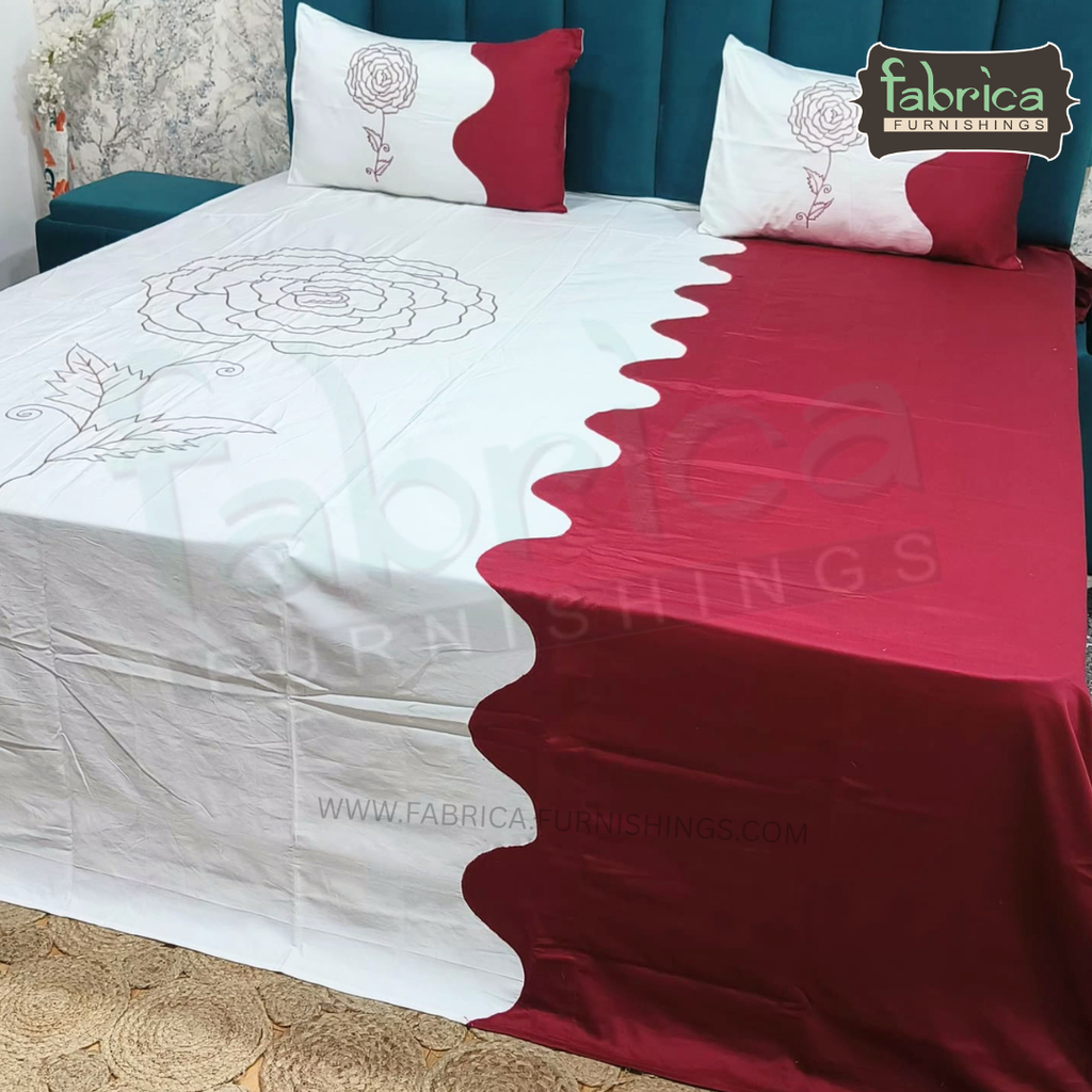 Shahi karigari Pure Cotton Designer Kingsize Embroidered Bedsheet