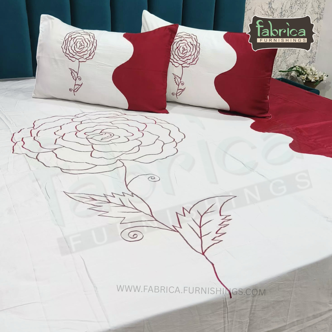 Shahi karigari Pure Cotton Designer Kingsize Embroidered Bedsheet