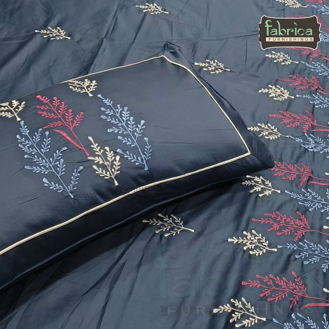 Shahi karigari Pure Cotton Designer Kingsize Embroidered Bedsheet