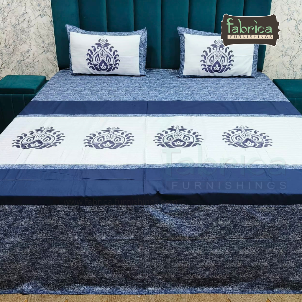Shahi karigari Pure Cotton Designer Kingsize Embroidered Bedsheet