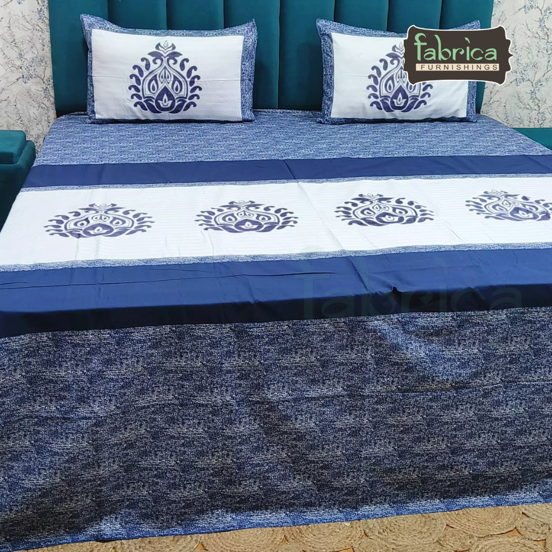 Shahi karigari Pure Cotton Designer Kingsize Embroidered Bedsheet