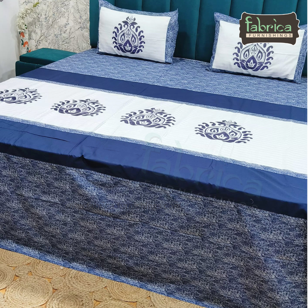 Shahi karigari Pure Cotton Designer Kingsize Embroidered Bedsheet