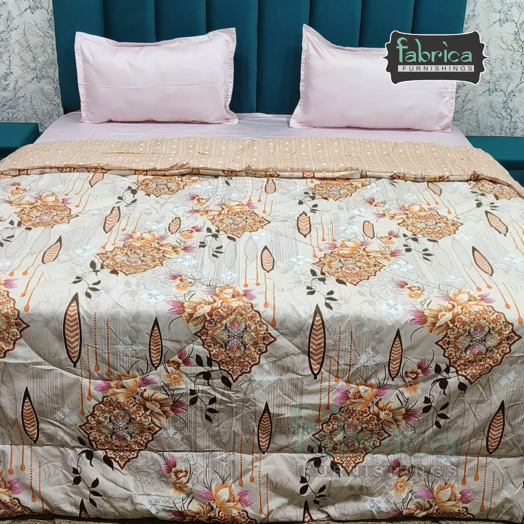 Snow Bloom Printed King Size Fluffy Reversible Comforter/ Quilt