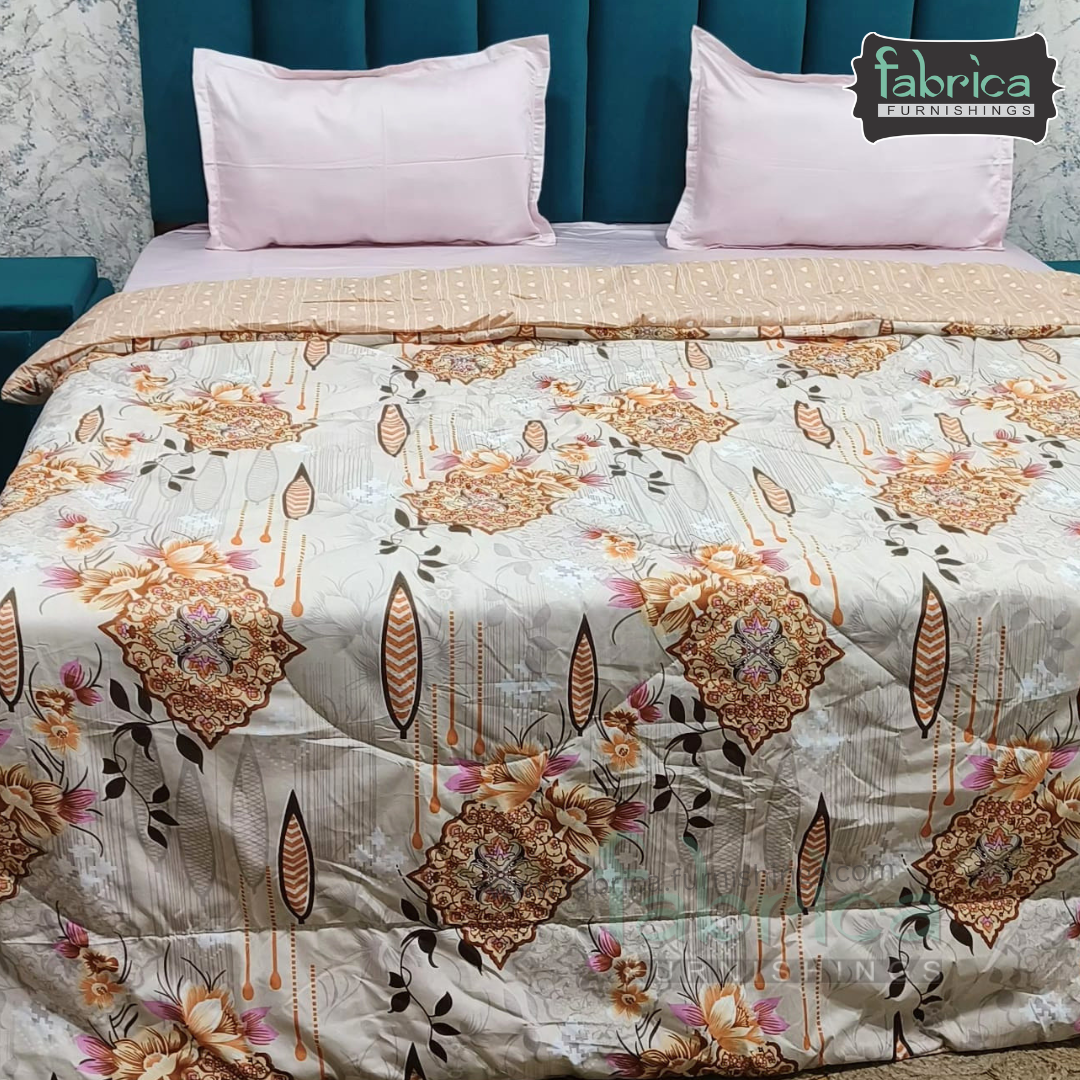 Snow Bloom Printed King Size Fluffy Reversible Comforter/ Quilt