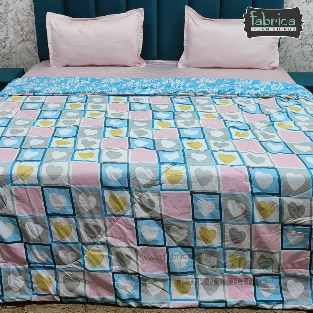 Snow Bloom Printed King Size Fluffy Reversible Comforter/ Quilt