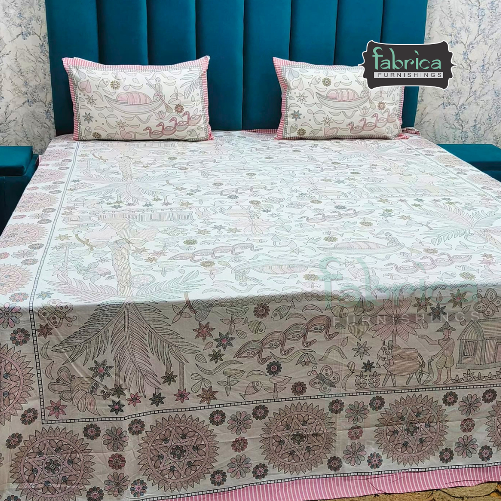 Royal Rajasthani Handblock Print pure Cotton Double Bed Sheets\
