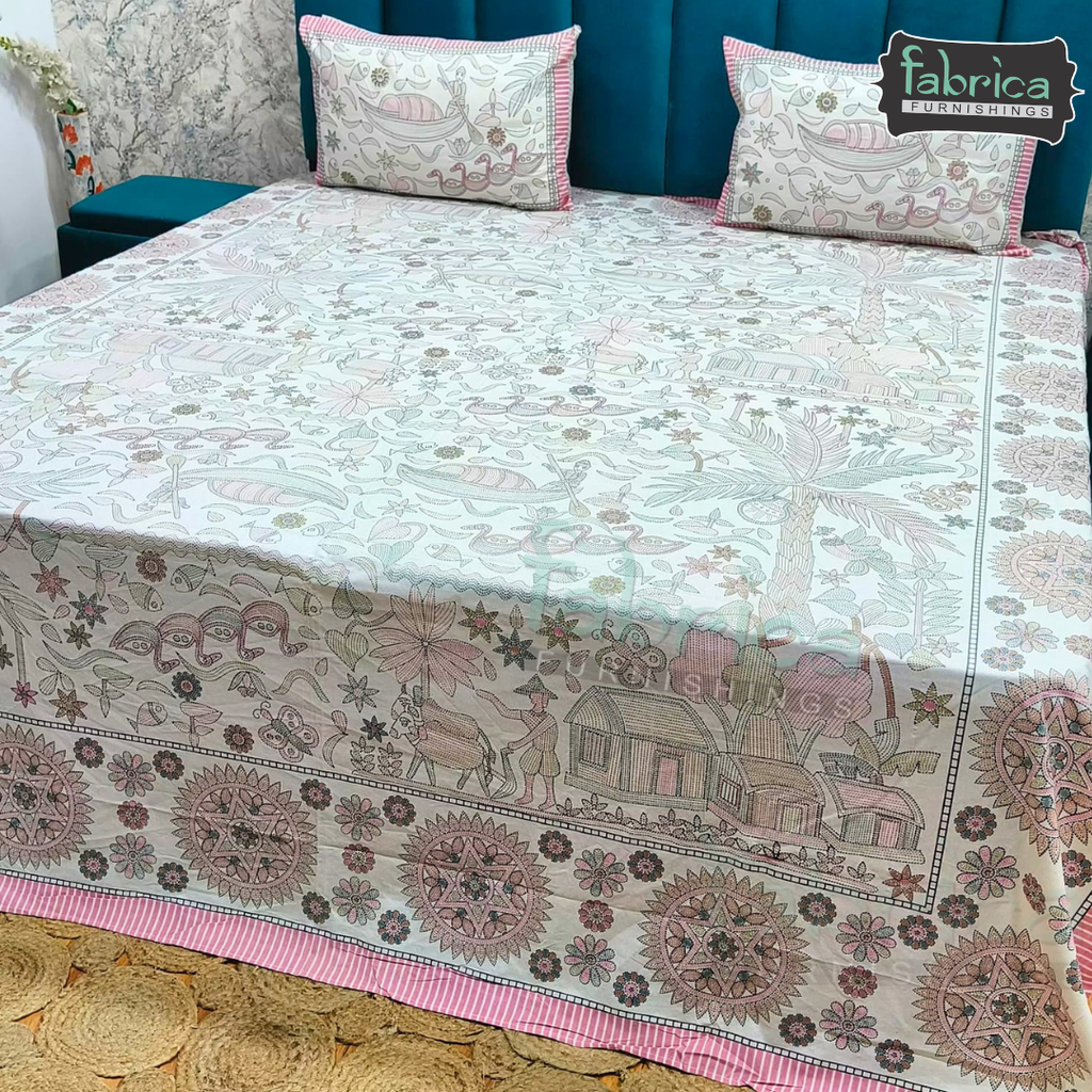 Royal Rajasthani Handblock Print pure Cotton Double Bed Sheets\