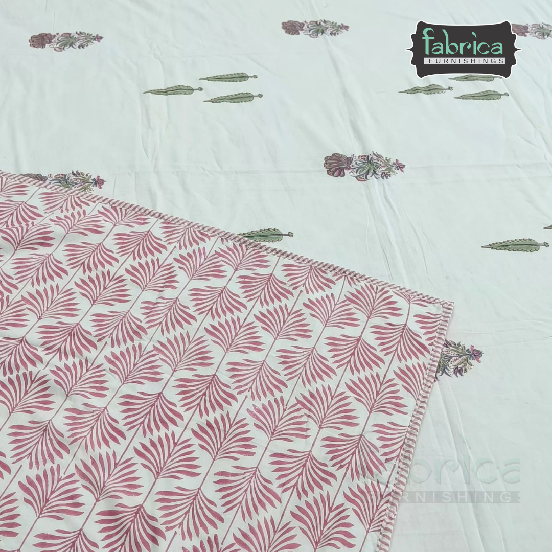 Saanjh HandBlock Printed Mul Mul cotton 4 pcs Bedding Set