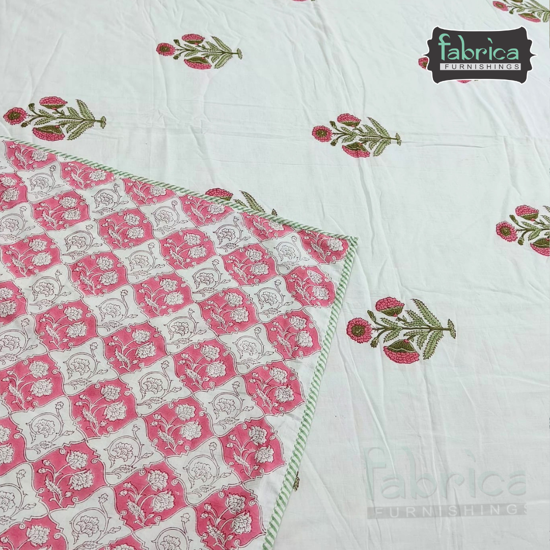 Saanjh HandBlock Printed Mul Mul cotton 4 pcs Bedding Set