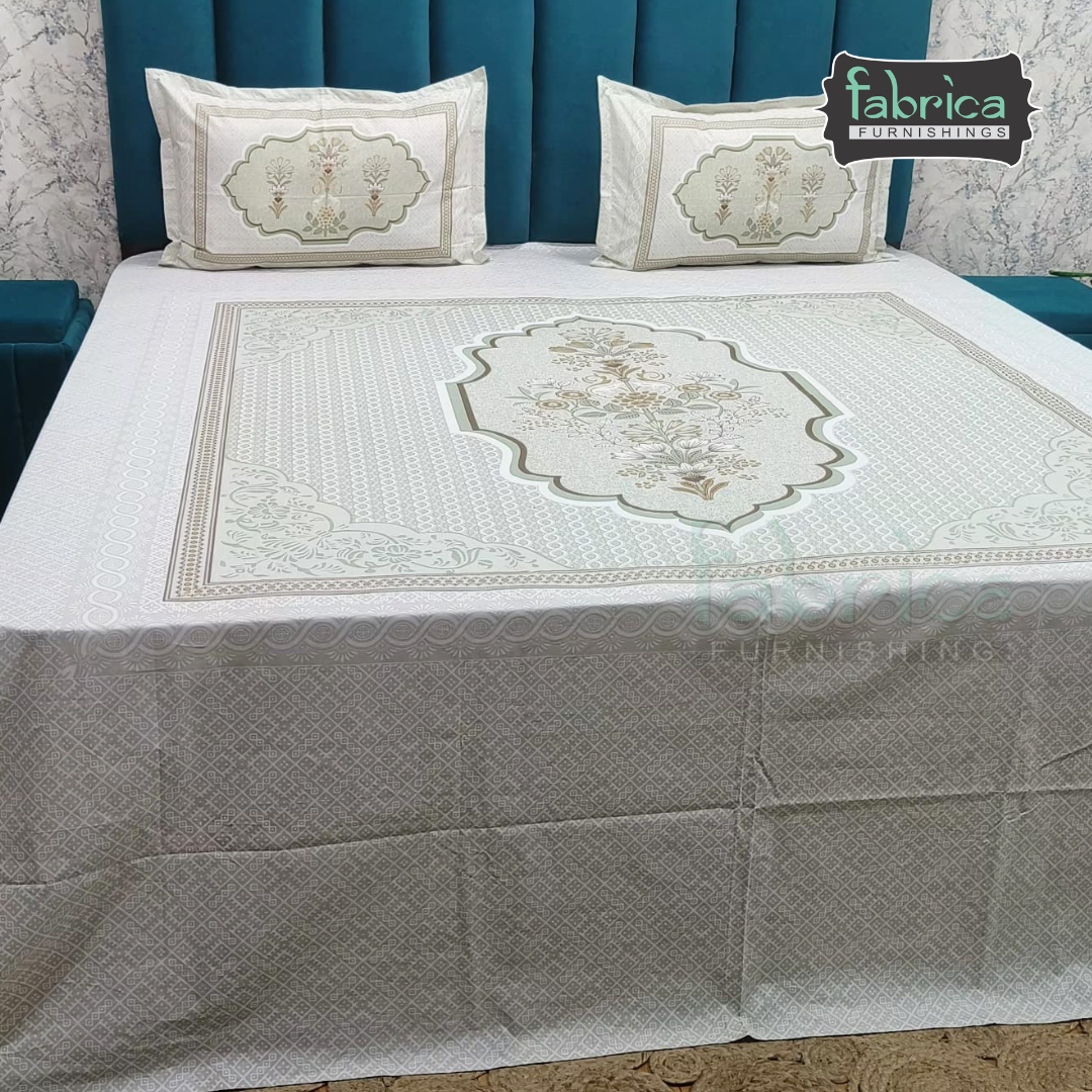 Satrangi Handblock Super King Size Pure Cotton Printed Bedsheet Set