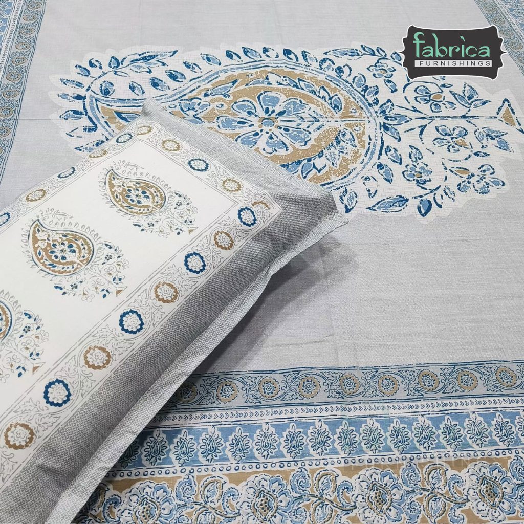 Satrangi Handblock Super King Size Pure Cotton Printed Bedsheet Set