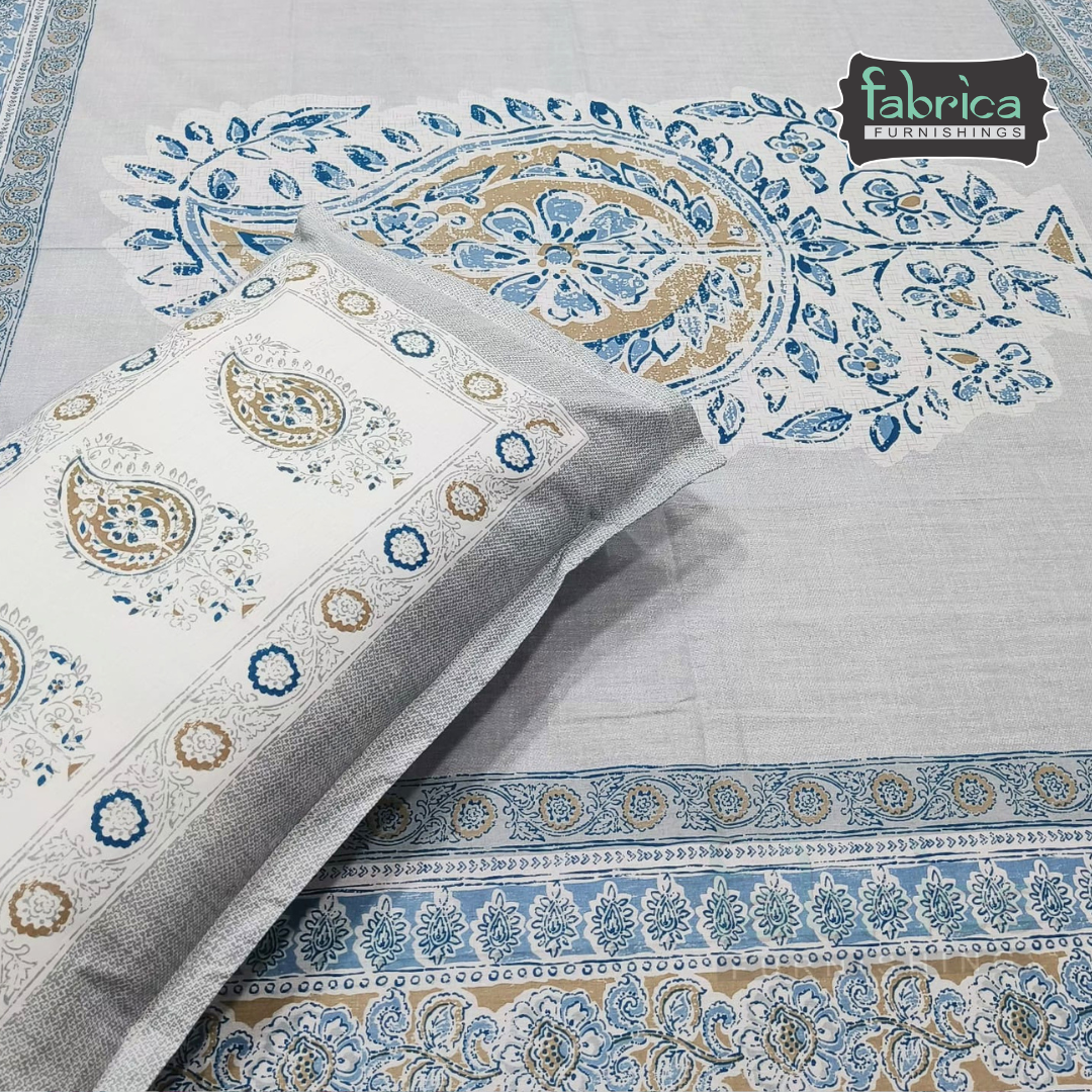 Satrangi Handblock Super King Size Pure Cotton Printed Bedsheet Set