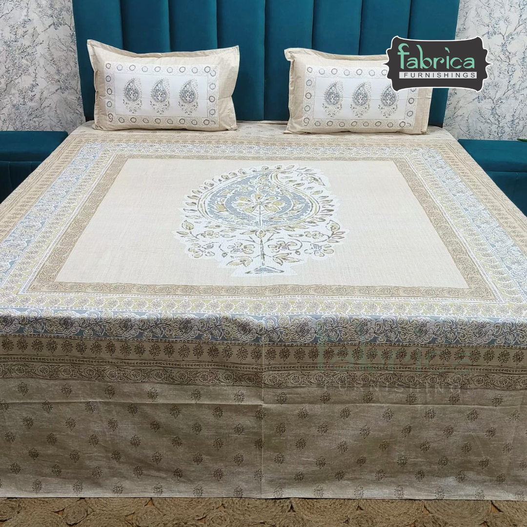 Satrangi Handblock Super King Size Pure Cotton Printed Bedsheet Set
