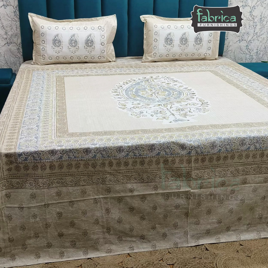 Satrangi Handblock Super King Size Pure Cotton Printed Bedsheet Set