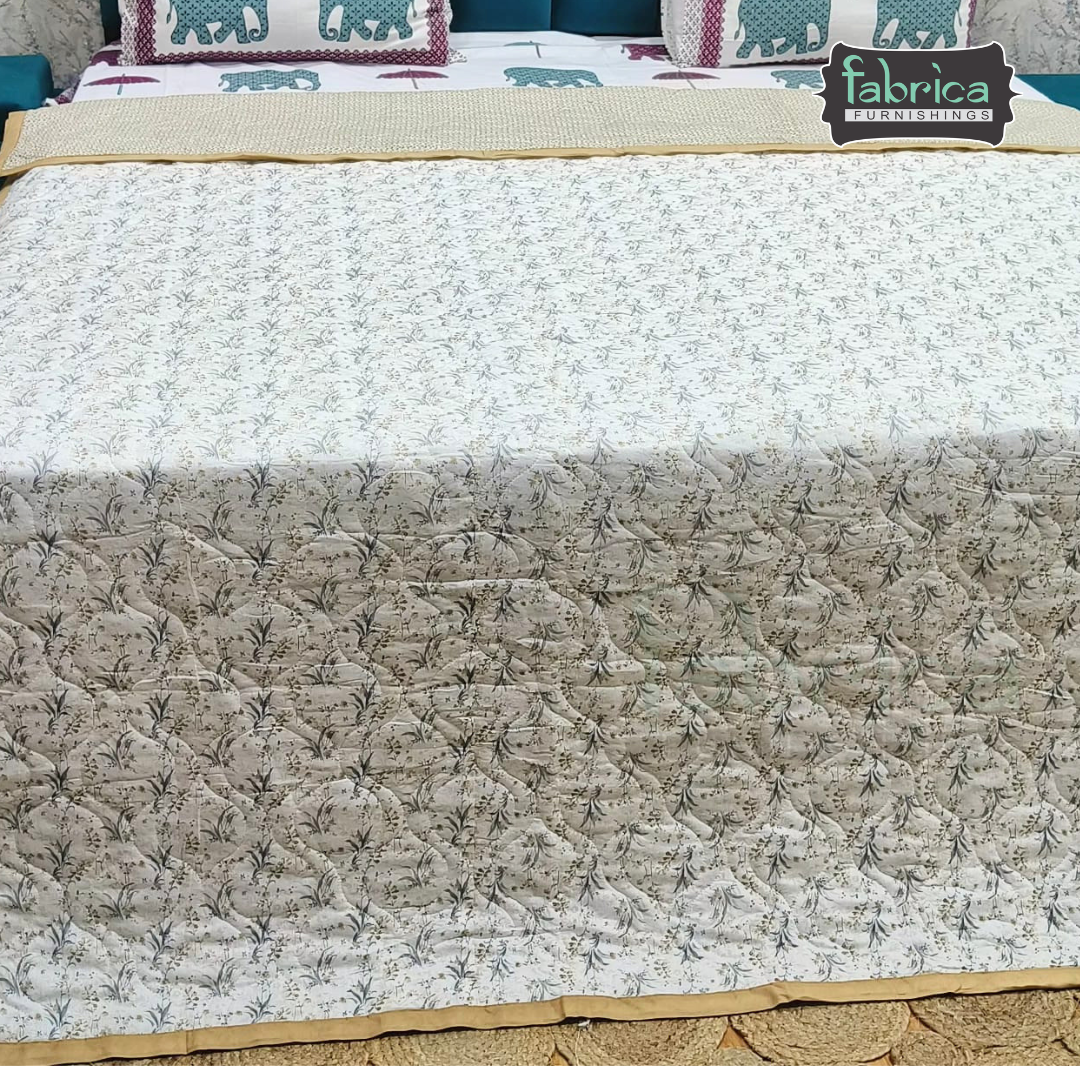 MoonMist Printed Double Bed Quilted Reversible Comforter