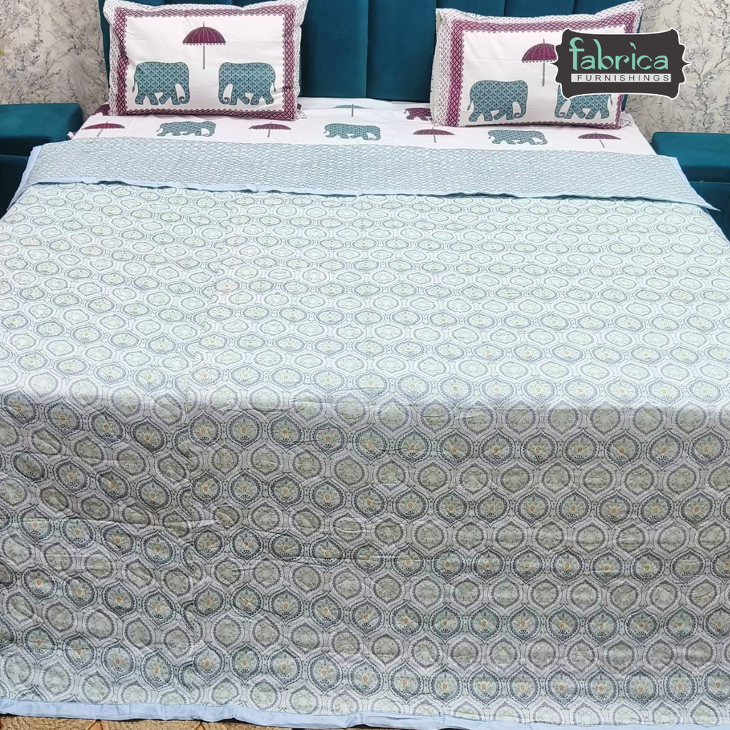 MoonMist Printed Double Bed Quilted Reversible Comforter
