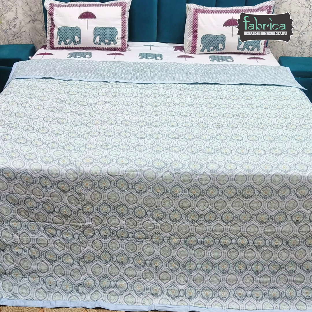 MoonMist Printed Double Bed Quilted Reversible Comforter