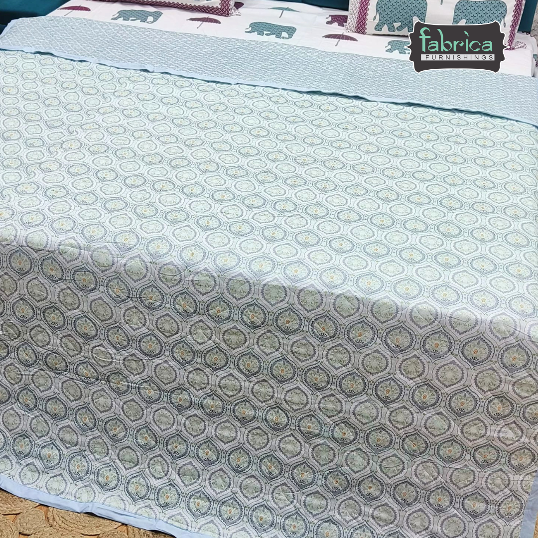 MoonMist Printed Double Bed Quilted Reversible Comforter