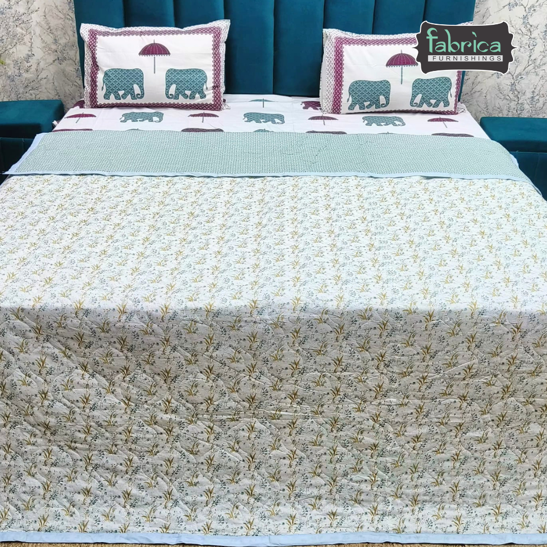 MoonMist Printed Double Bed Quilted Reversible Comforter