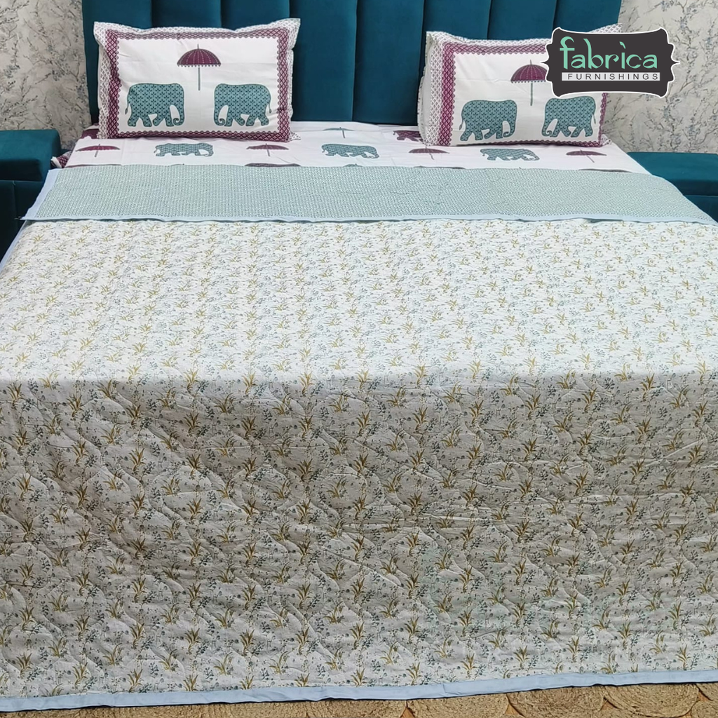 MoonMist Printed Double Bed Quilted Reversible Comforter