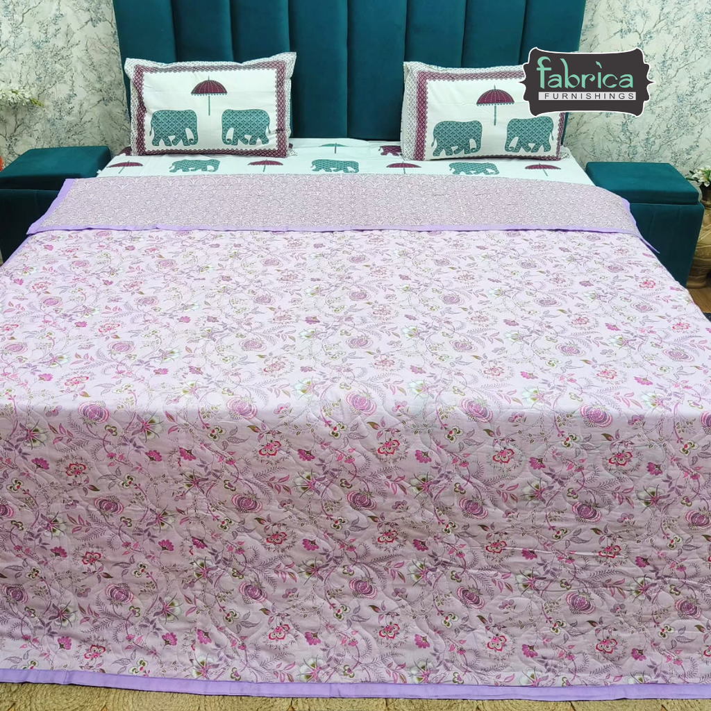 MoonMist Printed Double Bed Quilted Reversible Comforter