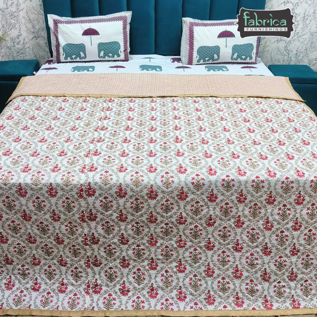MoonMist Printed Double Bed Quilted Reversible Comforter