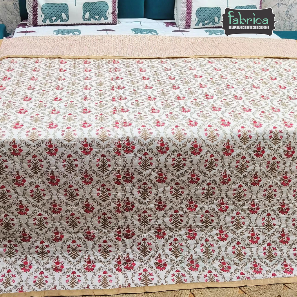 MoonMist Printed Double Bed Quilted Reversible Comforter