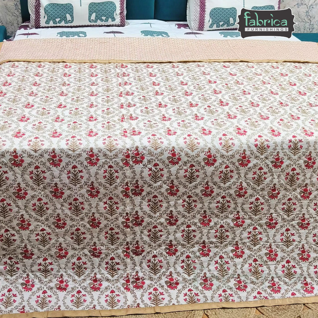 MoonMist Printed Double Bed Quilted Reversible Comforter
