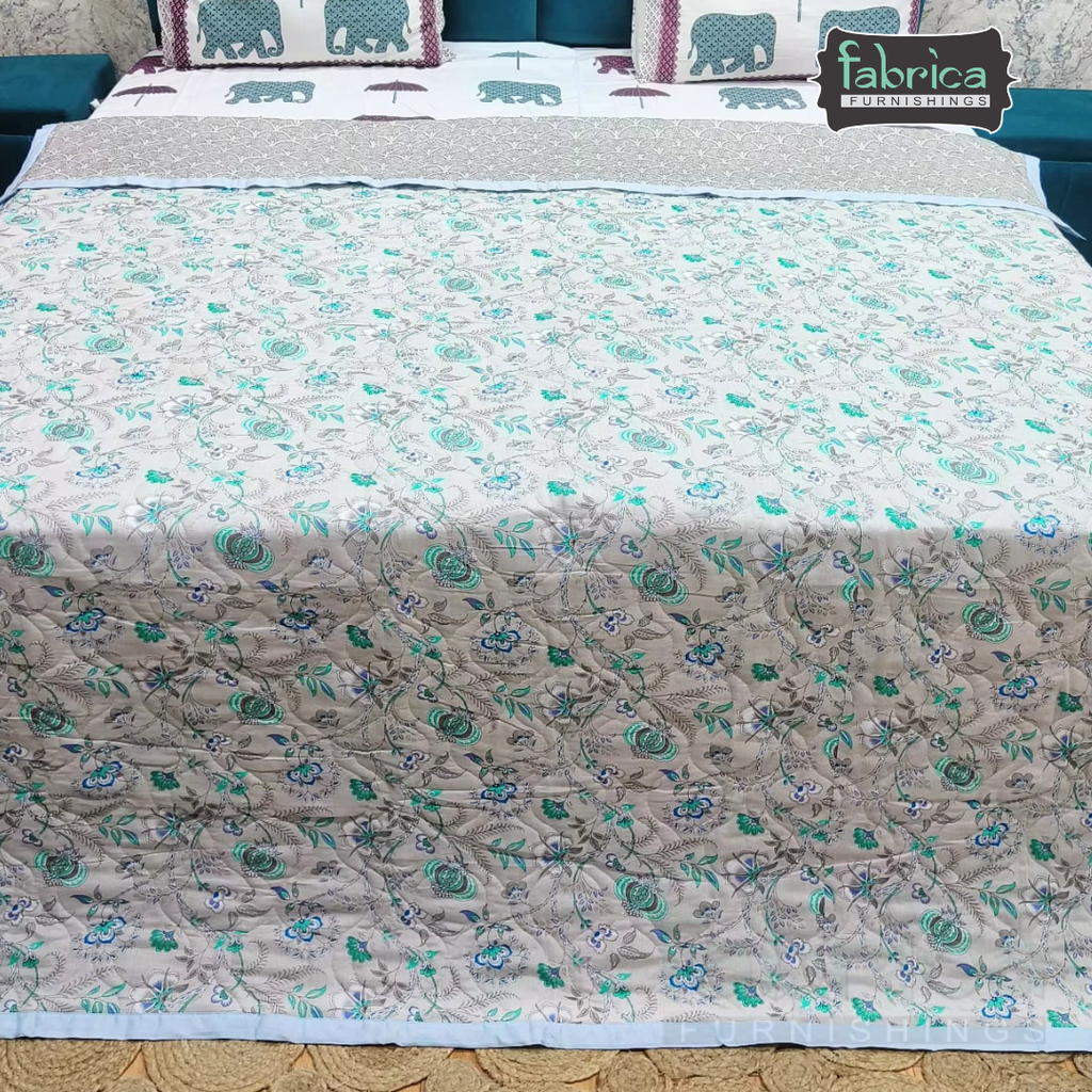 MoonMist Printed Double Bed Quilted Reversible Comforter
