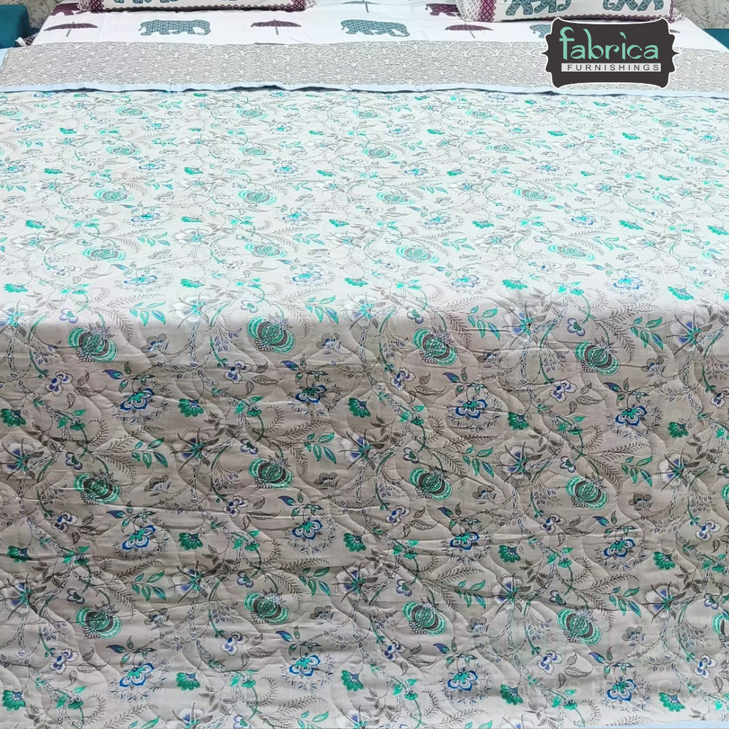 MoonMist Printed Double Bed Quilted Reversible Comforter