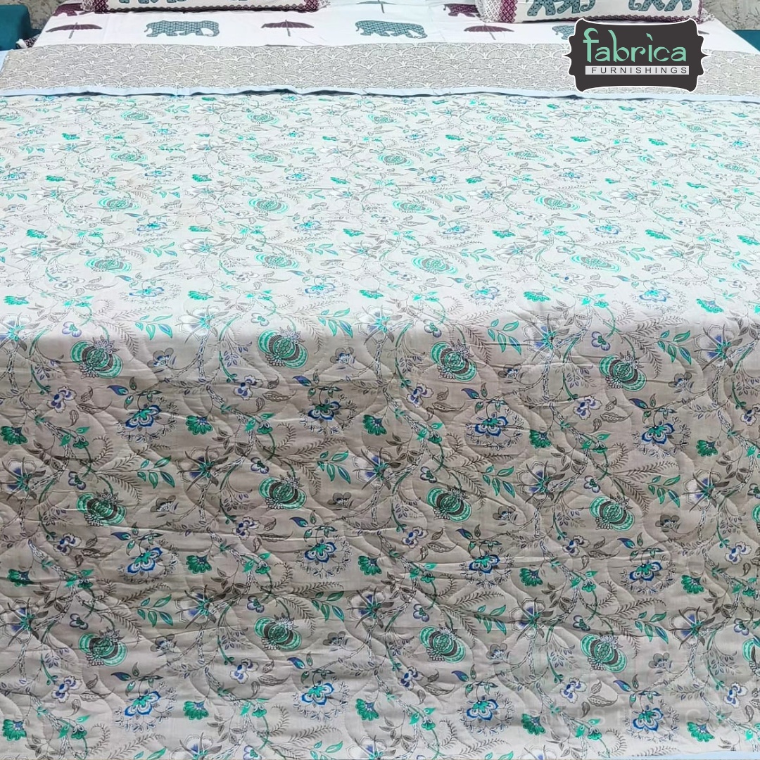 MoonMist Printed Double Bed Quilted Reversible Comforter