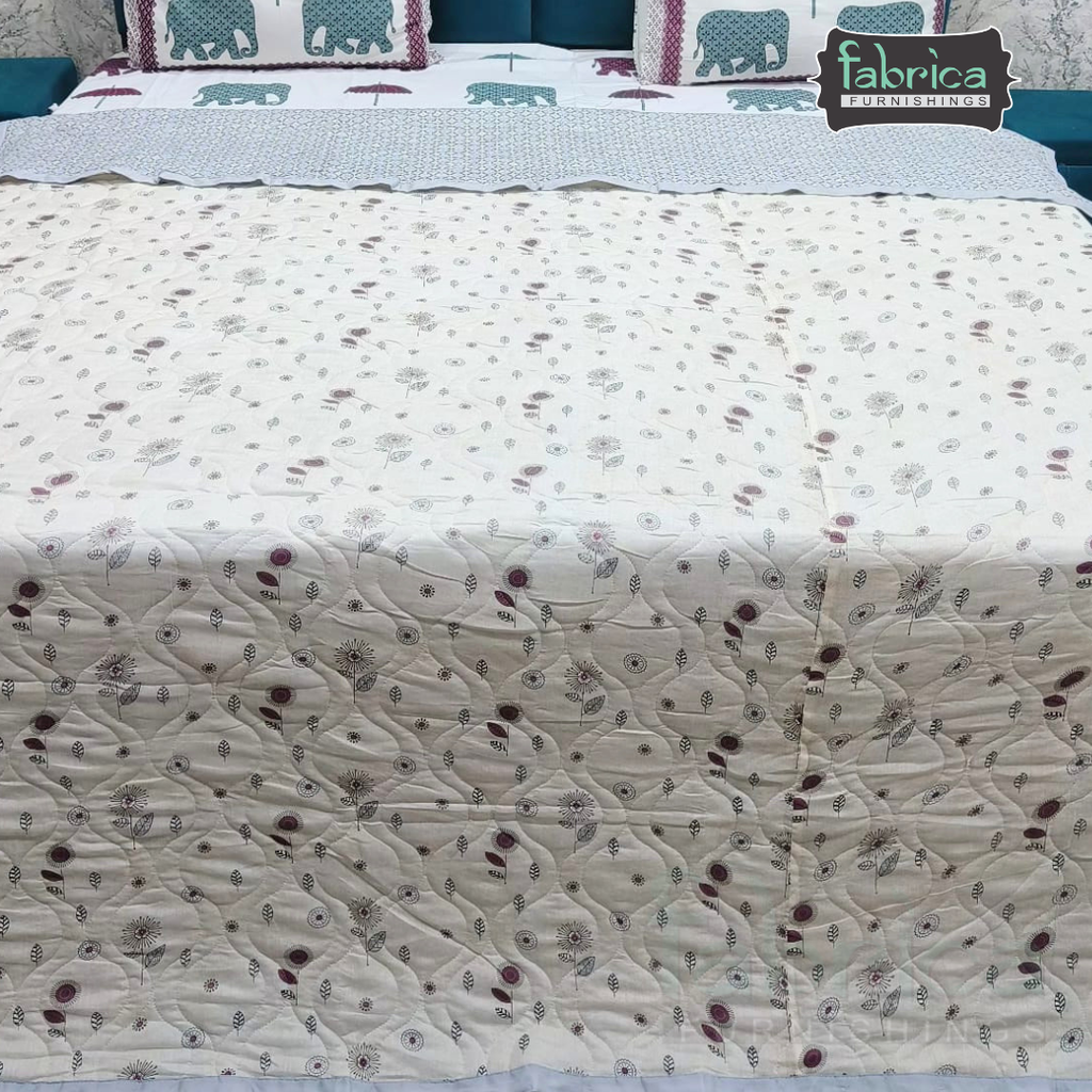 MoonMist Printed Double Bed Quilted Reversible Comforter
