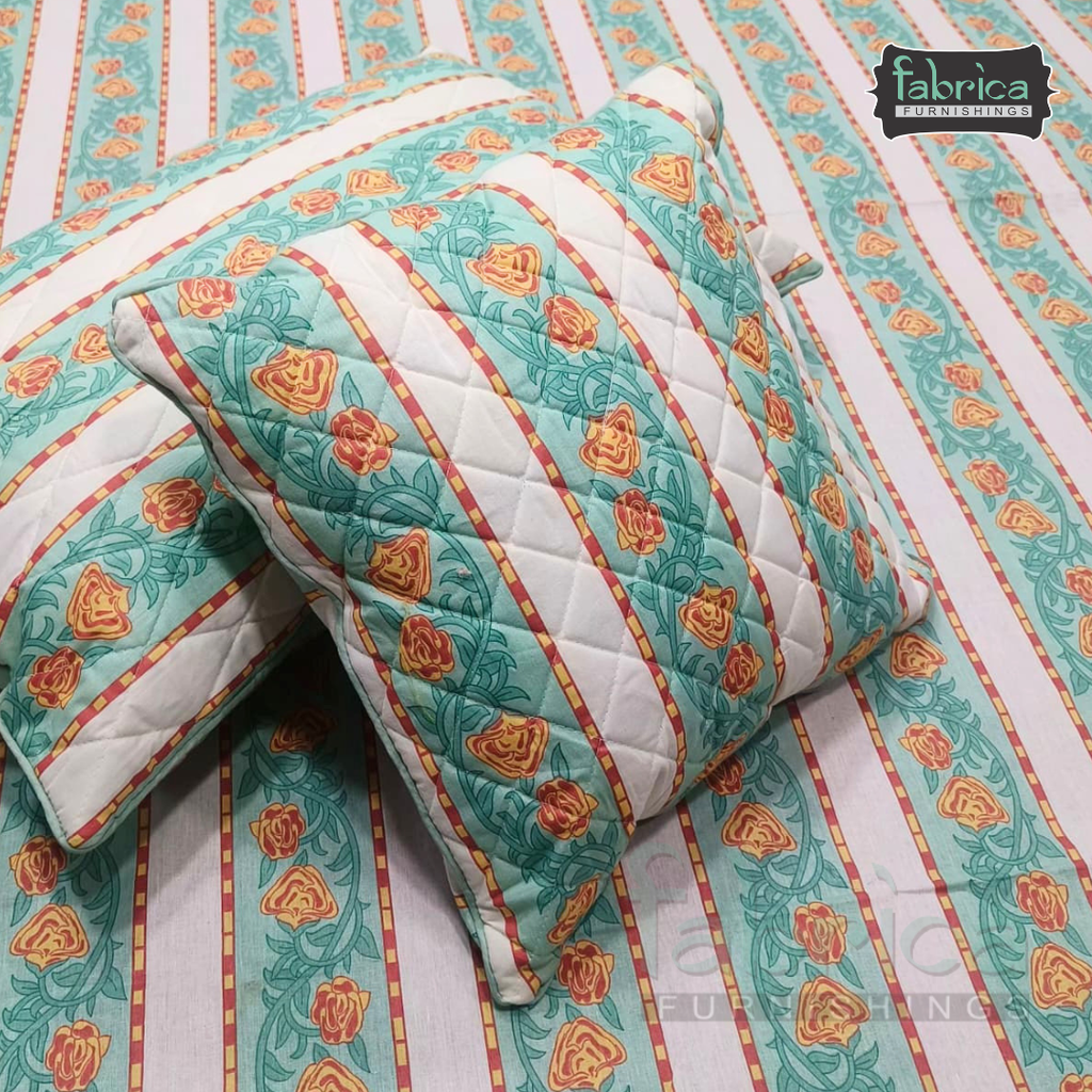 Anokhi Printed Quilted 5 pcs King Size Bedsheet Set