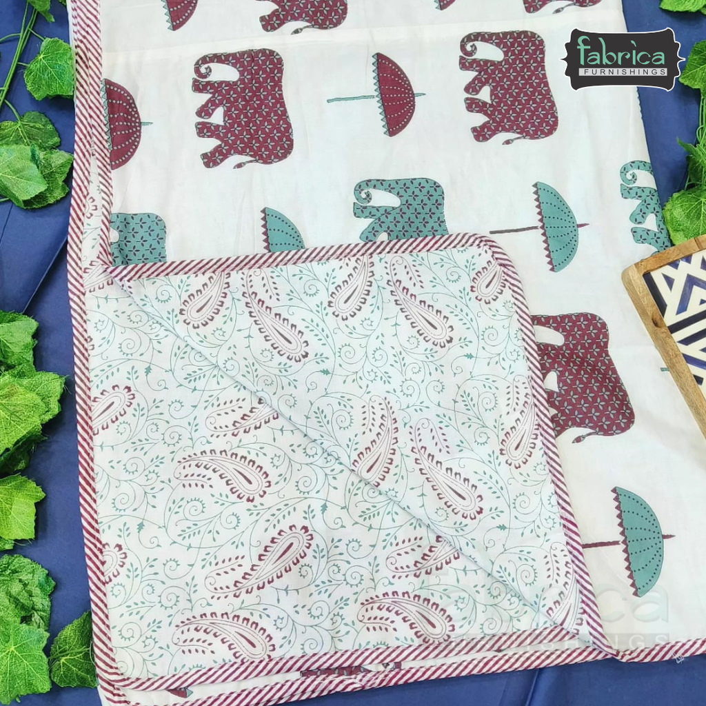 Zaroka Mul Cotton Handblock Print Double Bed Dohar ( Tehar )