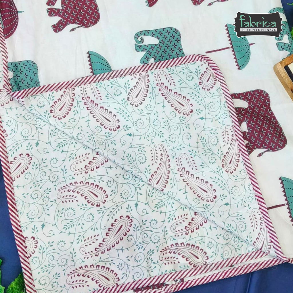 Zaroka Mul Cotton Handblock Print Double Bed Dohar ( Tehar )