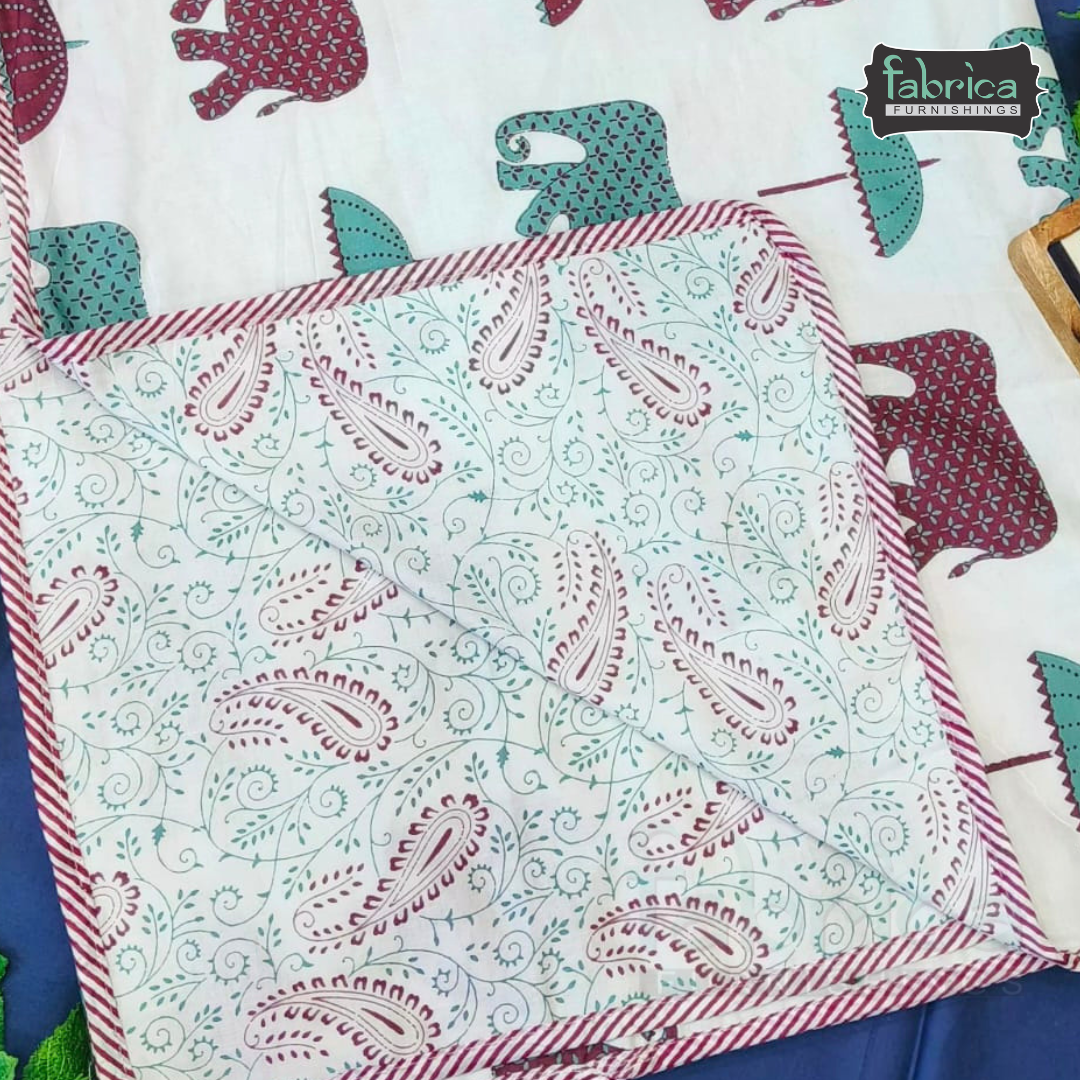 Zaroka Mul Cotton Handblock Print Double Bed Dohar ( Tehar )