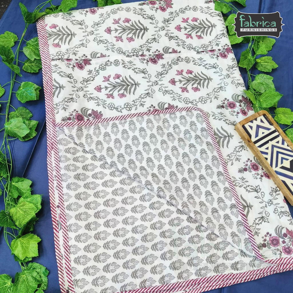 Zaroka Mul Cotton Handblock Print Double Bed Dohar ( Tehar )