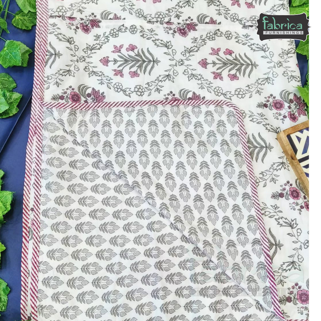 Zaroka Mul Cotton Handblock Print Double Bed Dohar ( Tehar )