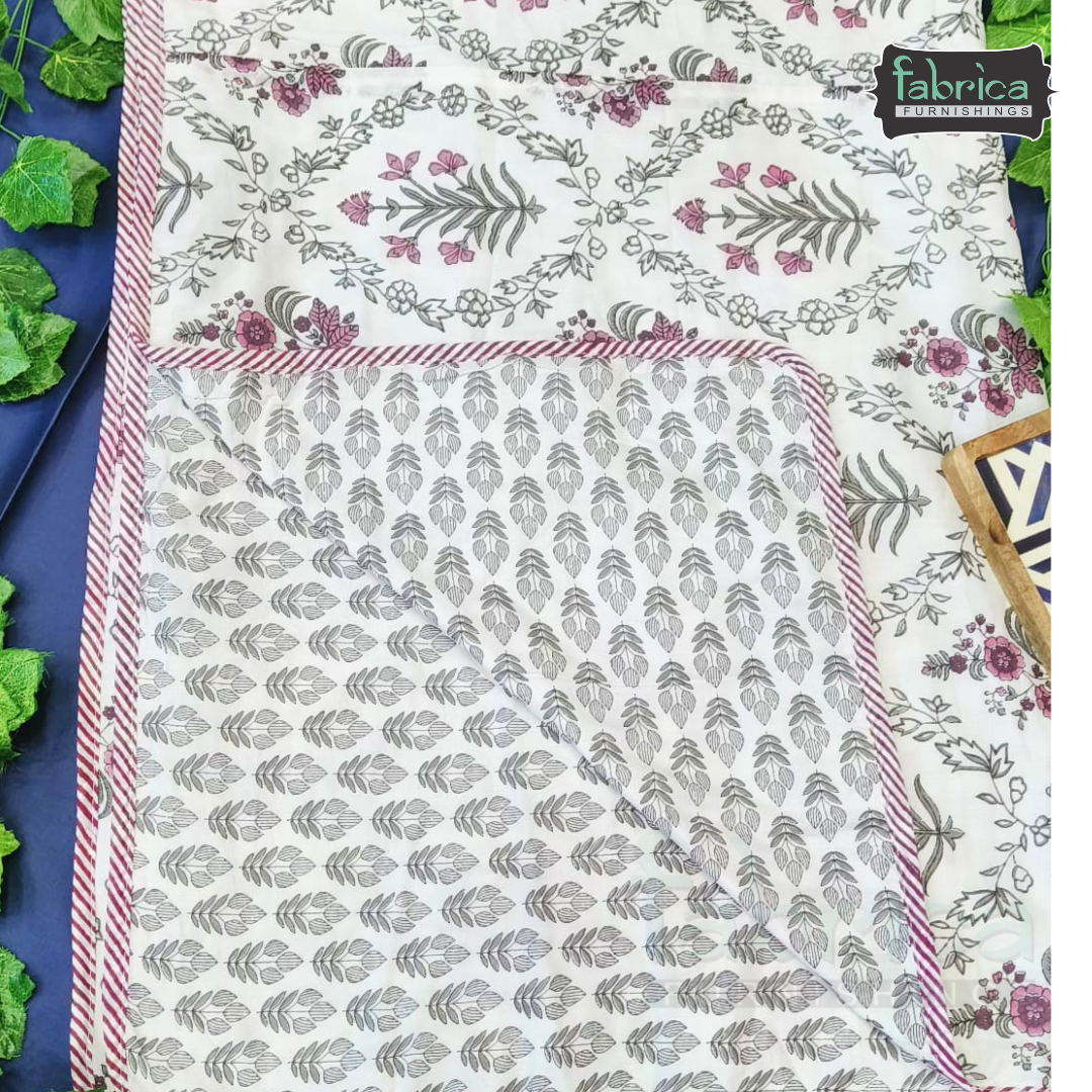 Zaroka Mul Cotton Handblock Print Double Bed Dohar ( Tehar )
