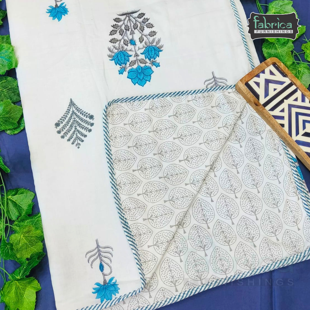 Zaroka Mul Cotton Handblock Print Double Bed Dohar ( Tehar )