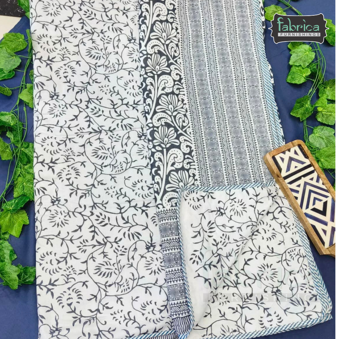 Golden Aura  mul cotton single bed hand block printed dohar