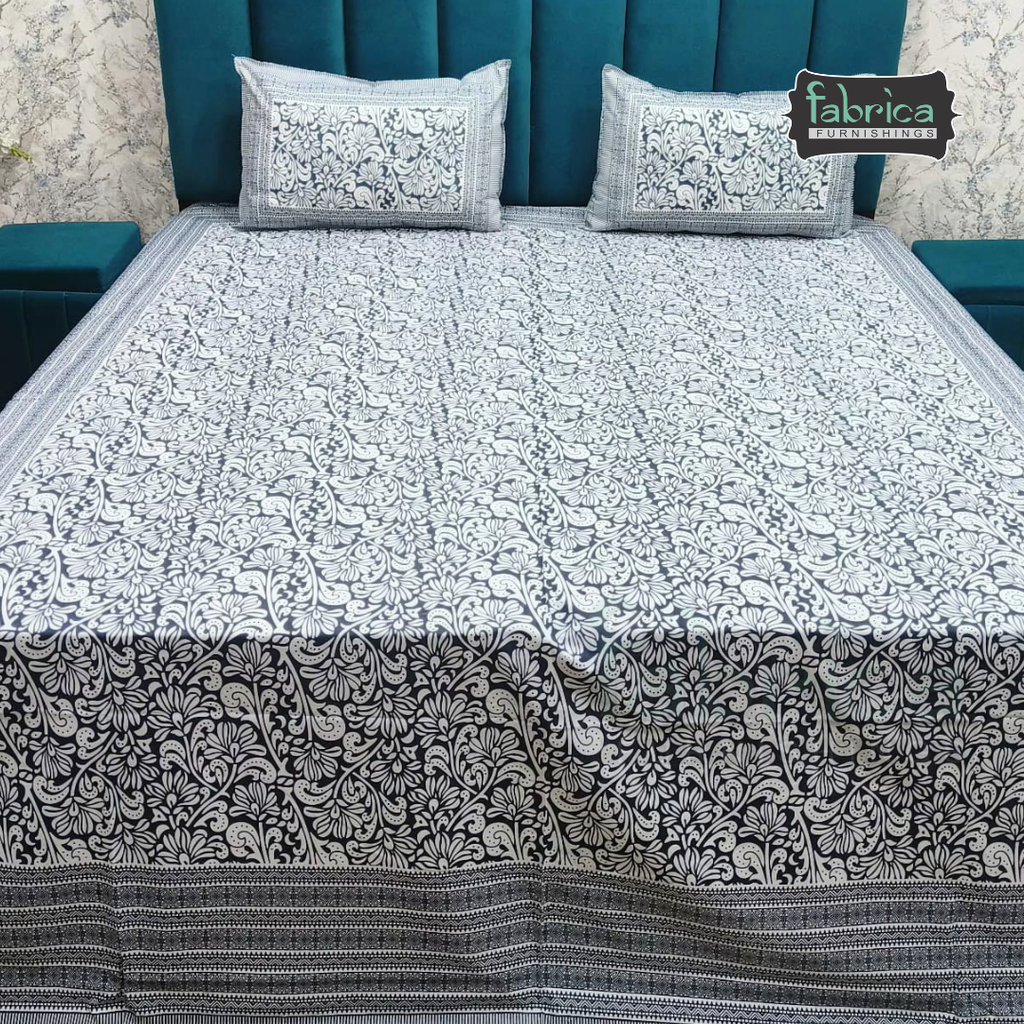 Sunheri printed pure cotton king size bedsheet set