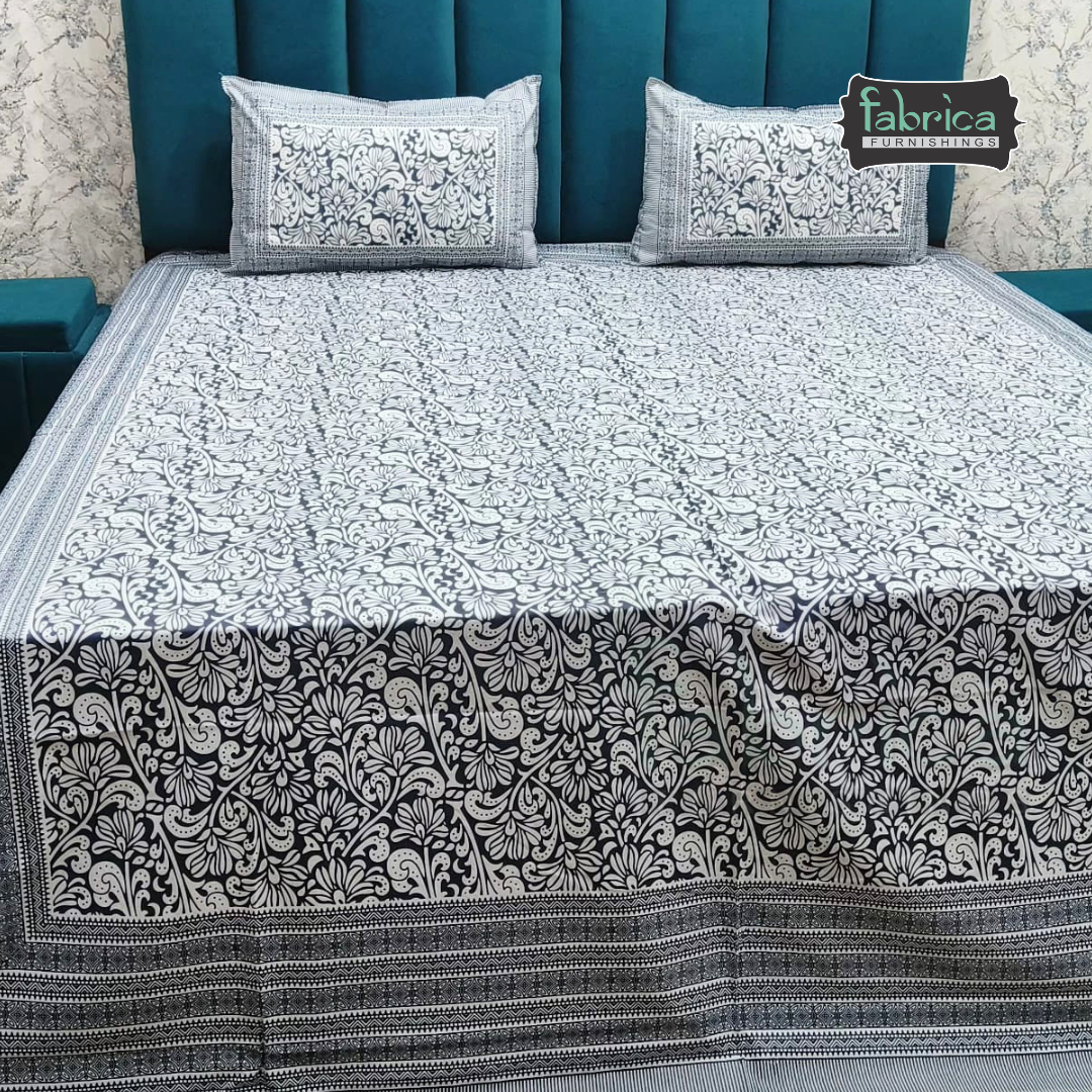 Sunheri printed pure cotton king size bedsheet set