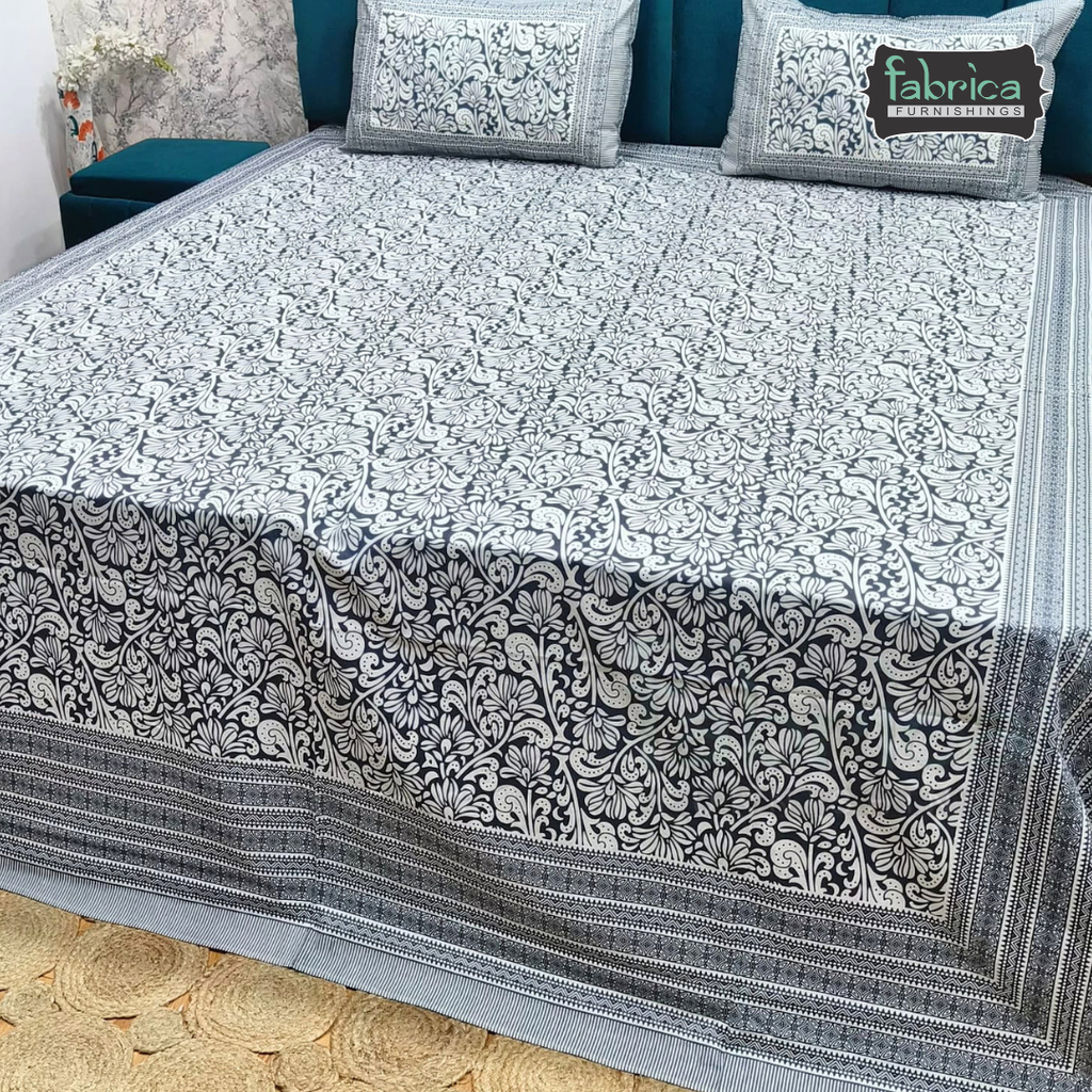 Sunheri printed pure cotton king size bedsheet set