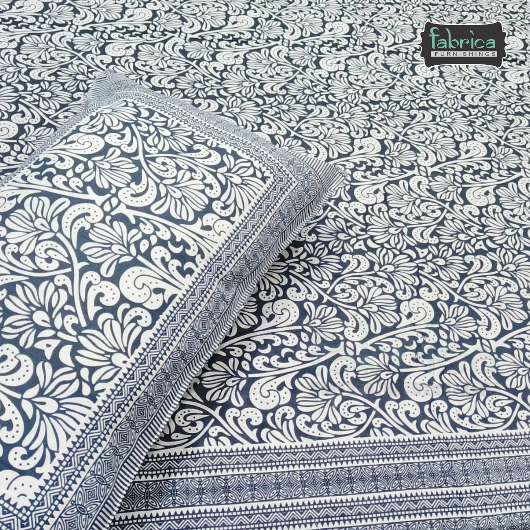 Sunheri printed pure cotton king size bedsheet set