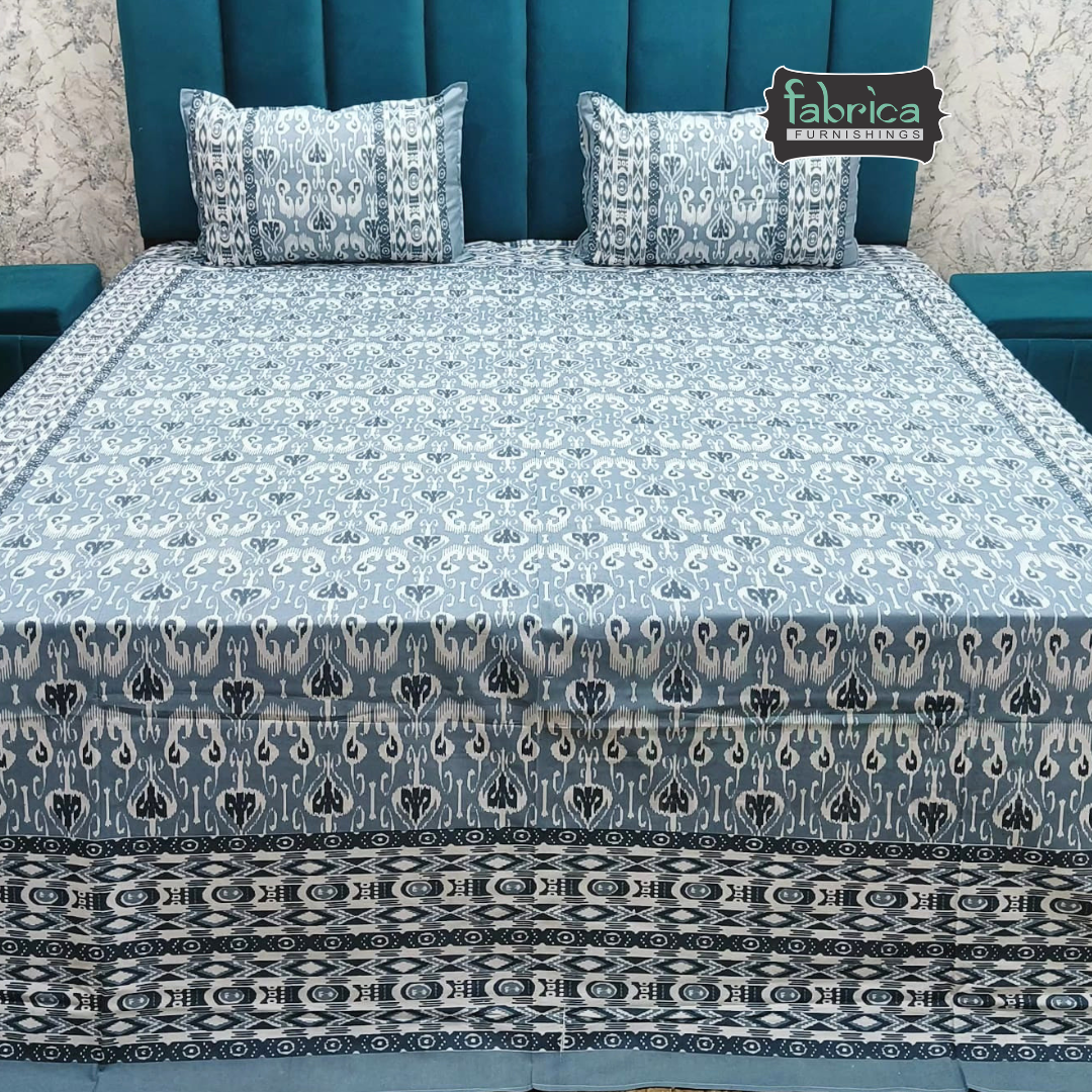 Sunheri printed pure cotton king size bedsheet set