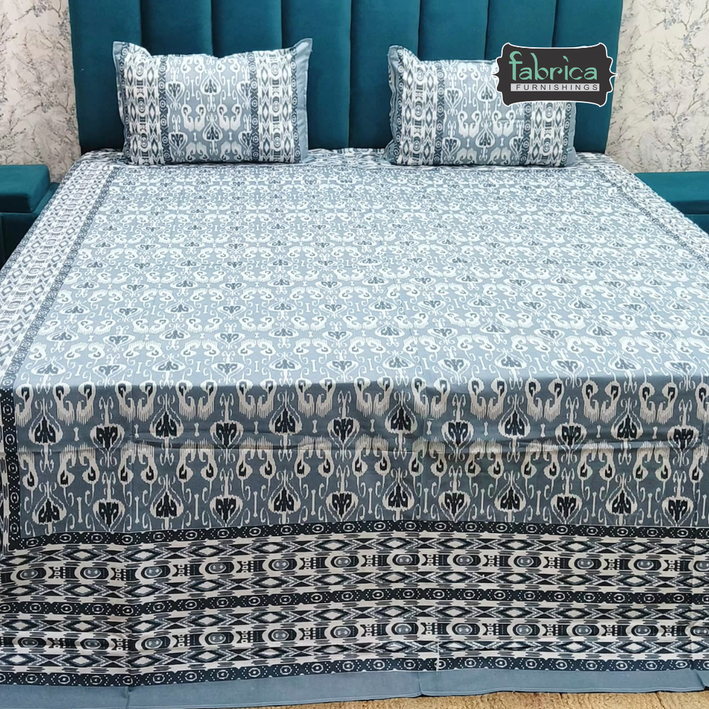 Sunheri printed pure cotton king size bedsheet set