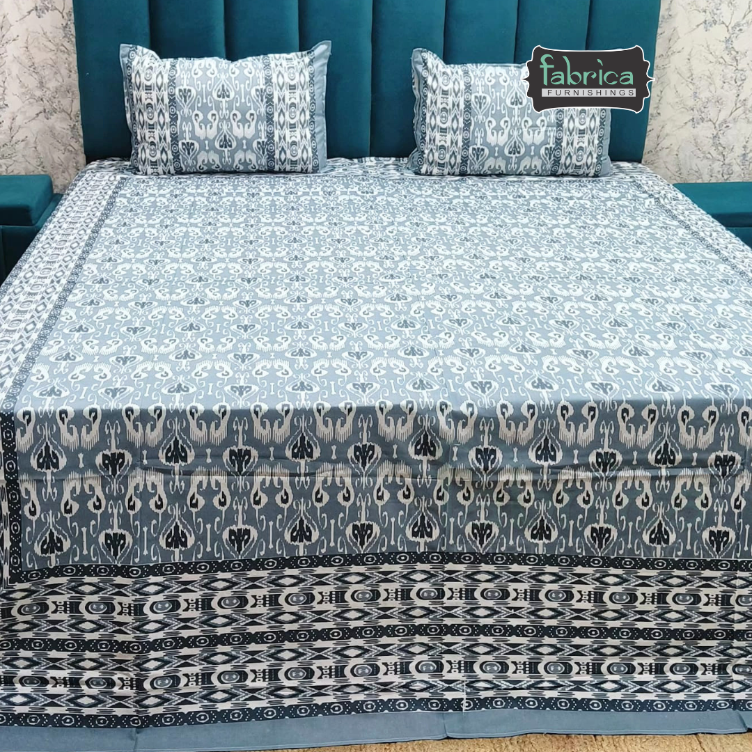 Sunheri printed pure cotton king size bedsheet set