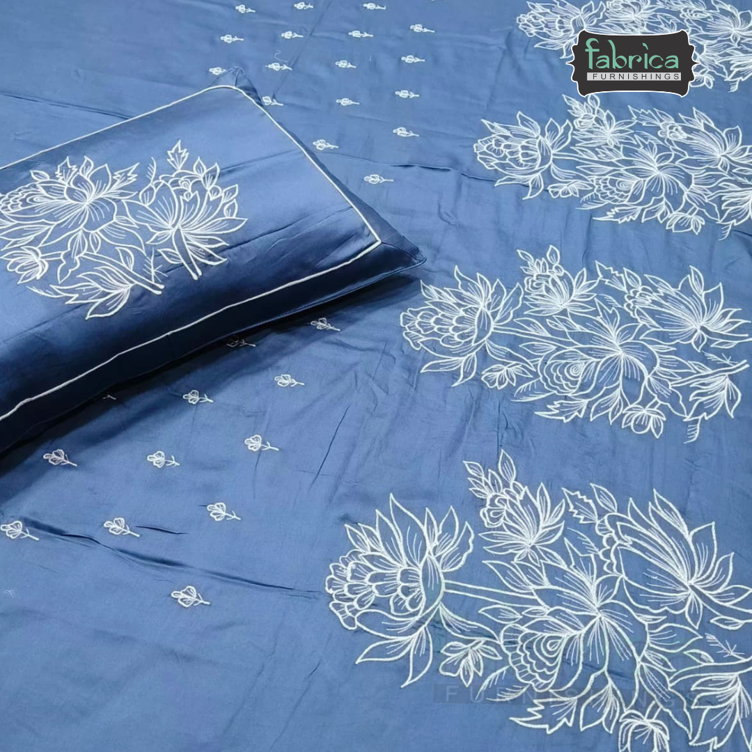 Shahi karigari Pure Cotton Designer Kingsize Embroidered Bedsheet
