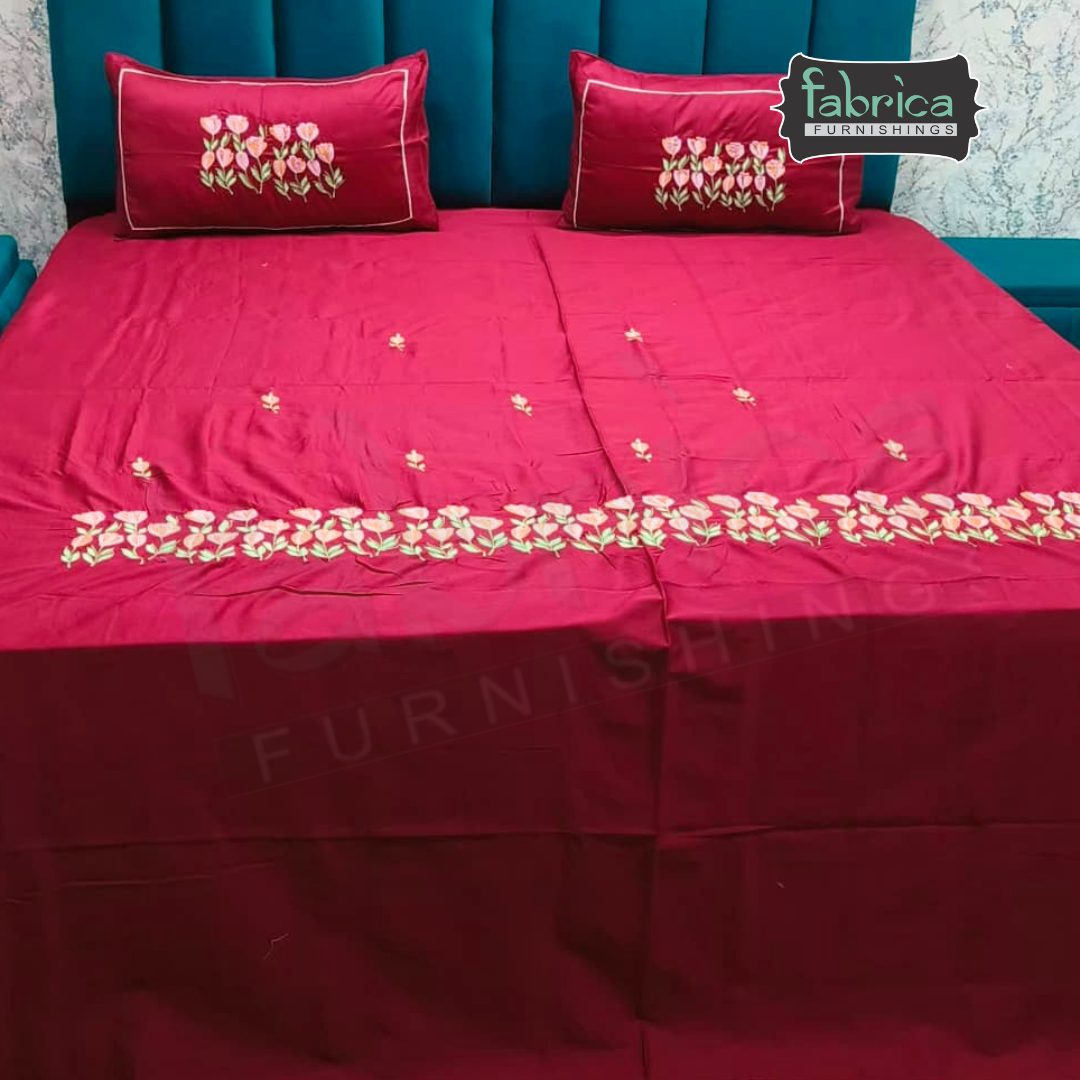 Shahi karigari Pure Cotton Designer Kingsize Embroidered Bedsheet